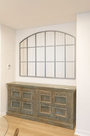 Landscape Arch Grid Arch Metal Frame Mirror - Hardware Inspired Finishes