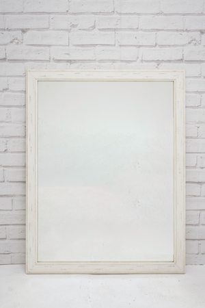 Rustic White Framed Mirror Large