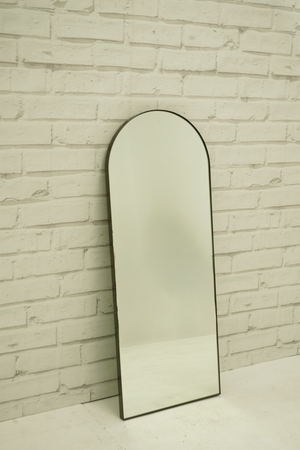 Dark Grey Metal Framed Arch Mirror