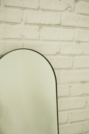 Dark Grey Metal Framed Arch Mirror