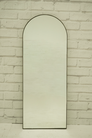 Dark Grey Metal Framed Arch Mirror