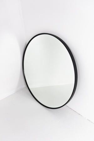 Round mirror black steel frame