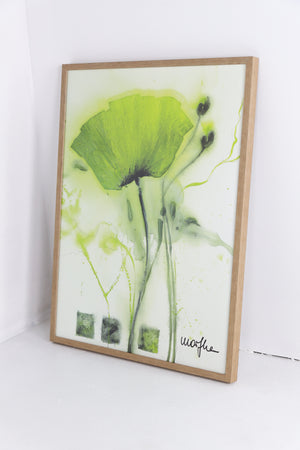 Green florals in timber frame