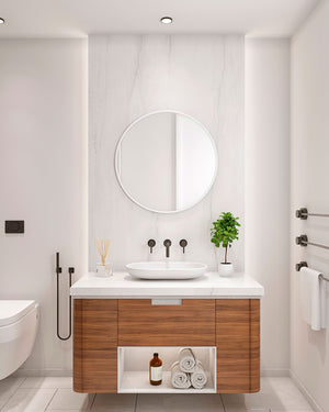 Barcelona round black or white modern recessed bathroom or decorative mirror
