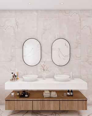 Sofia Elliptical Matt Black Mirror - 500x800mm