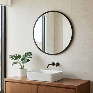 1200mm diameter Black framed round mirror