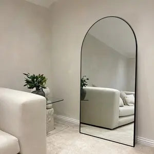 Liverpool Brushed Black Metal Arch Mirror - 1000mm x 2200mm