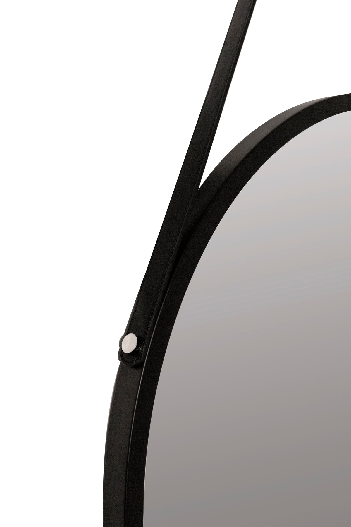 Oslo Round Black Leather Mirror - 600mm