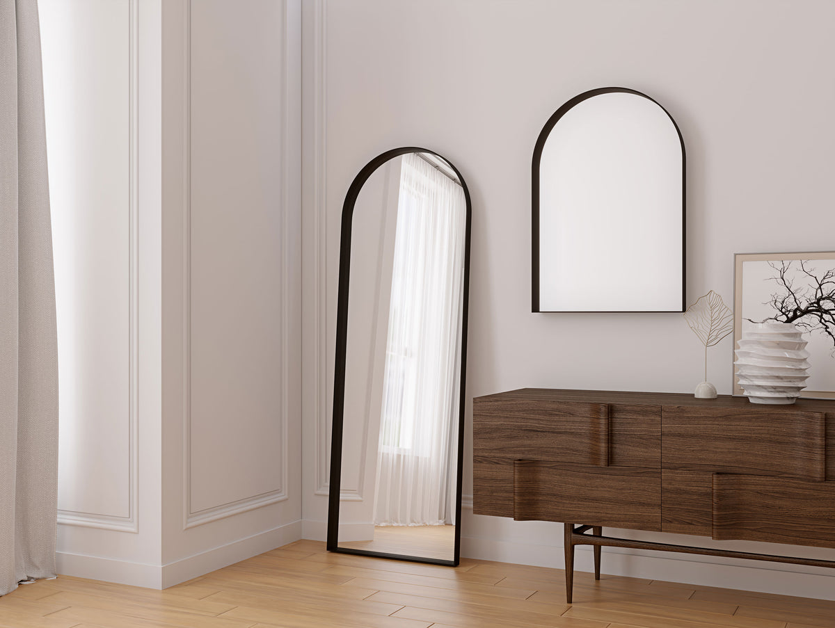 Pisa Black Metal Arch Mirror - 550x1600mm