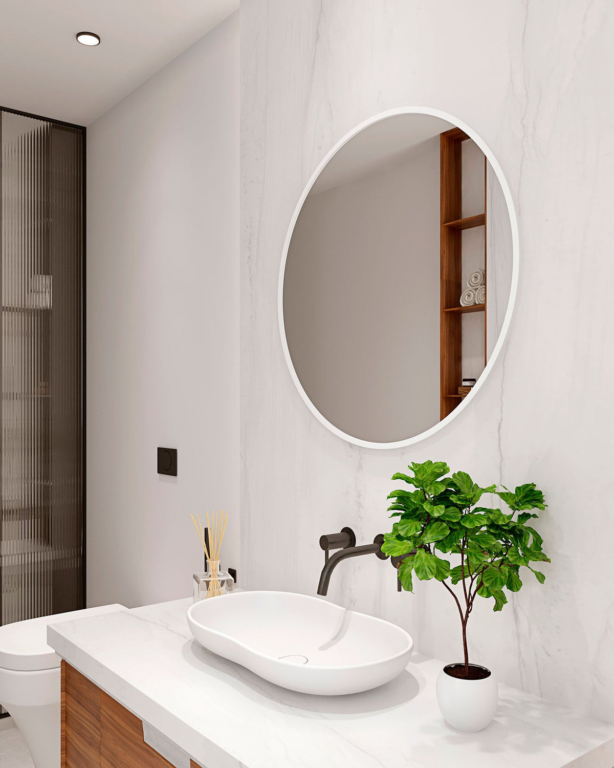 Barcelona Black Round Mirror - 800mm