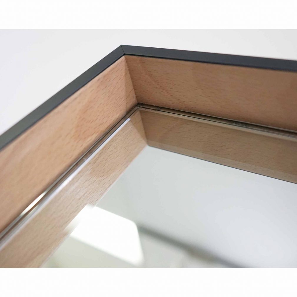 Black (edge) and Timber Box Frame Mirror - 45mm Deep Frame