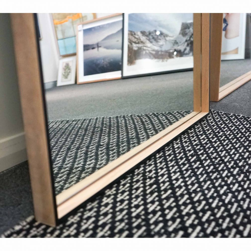 Black (edge) and Timber Box Frame Mirror - The Framing Project