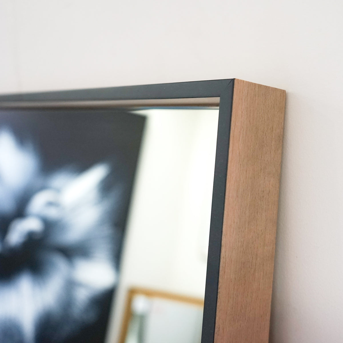 Black (edge) and Timber Box Frame Mirror - 45mm Deep Frame