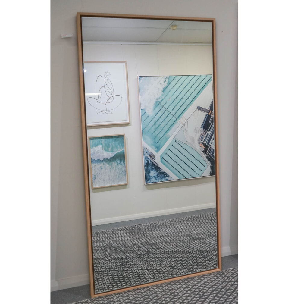 Full length-Leaning Floating  Mirror – Slim-edge Timber Float Frame 900 x 1800mm