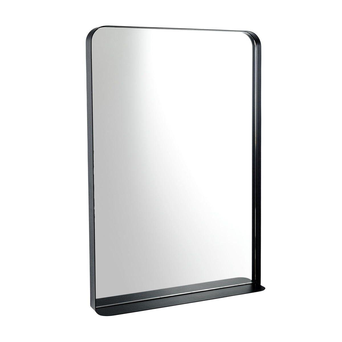 Helsinki Black Metal Bathroom Mirror With Shelf  - 500mm w x 750mm h