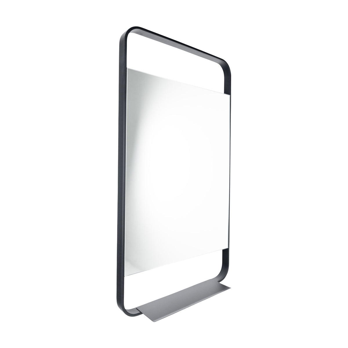 Lyon Matt Black Metal Mirror with shelf - 550mm w x 1000mm h