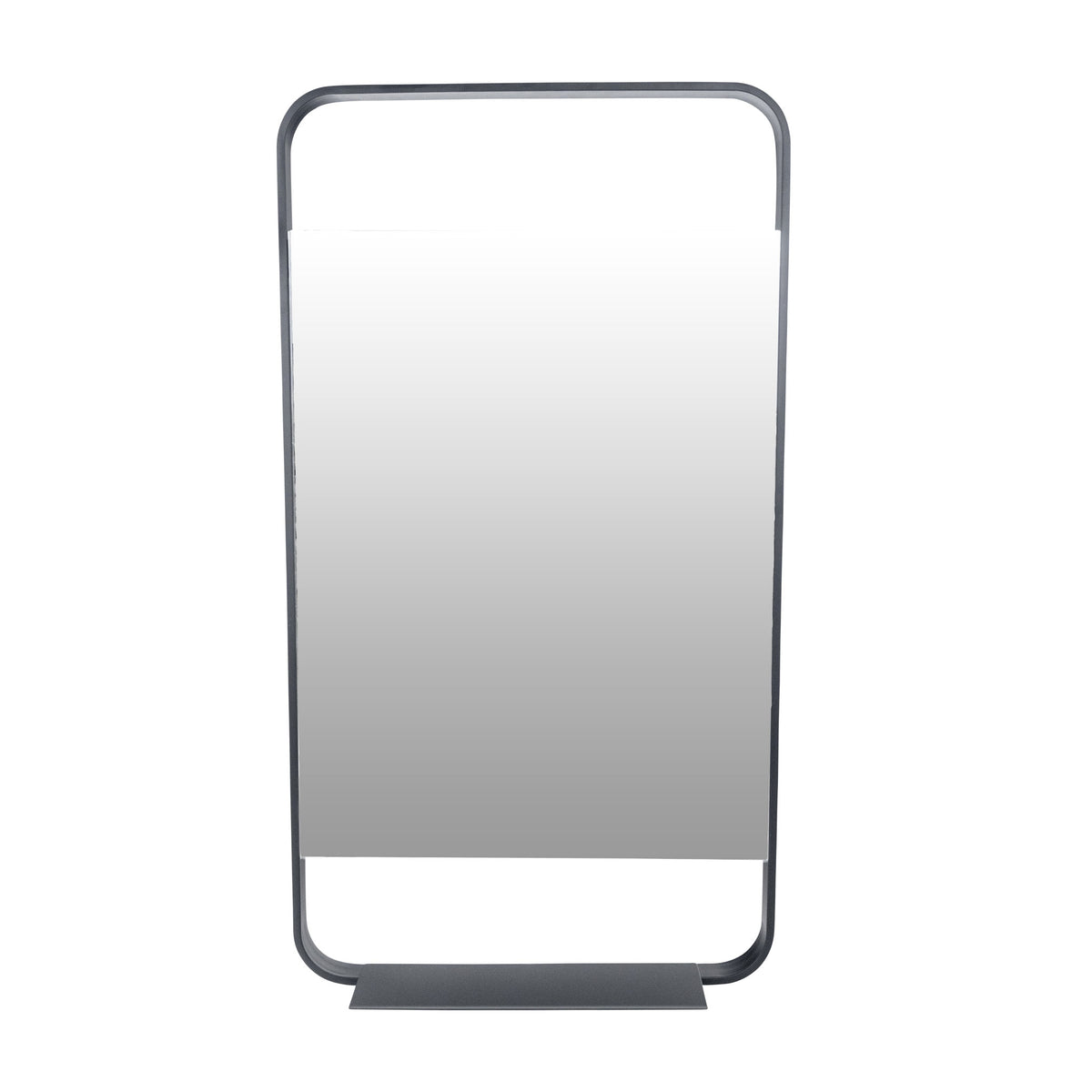 Lyon Matt Black Metal Mirror with shelf - 550mm w x 1000mm h