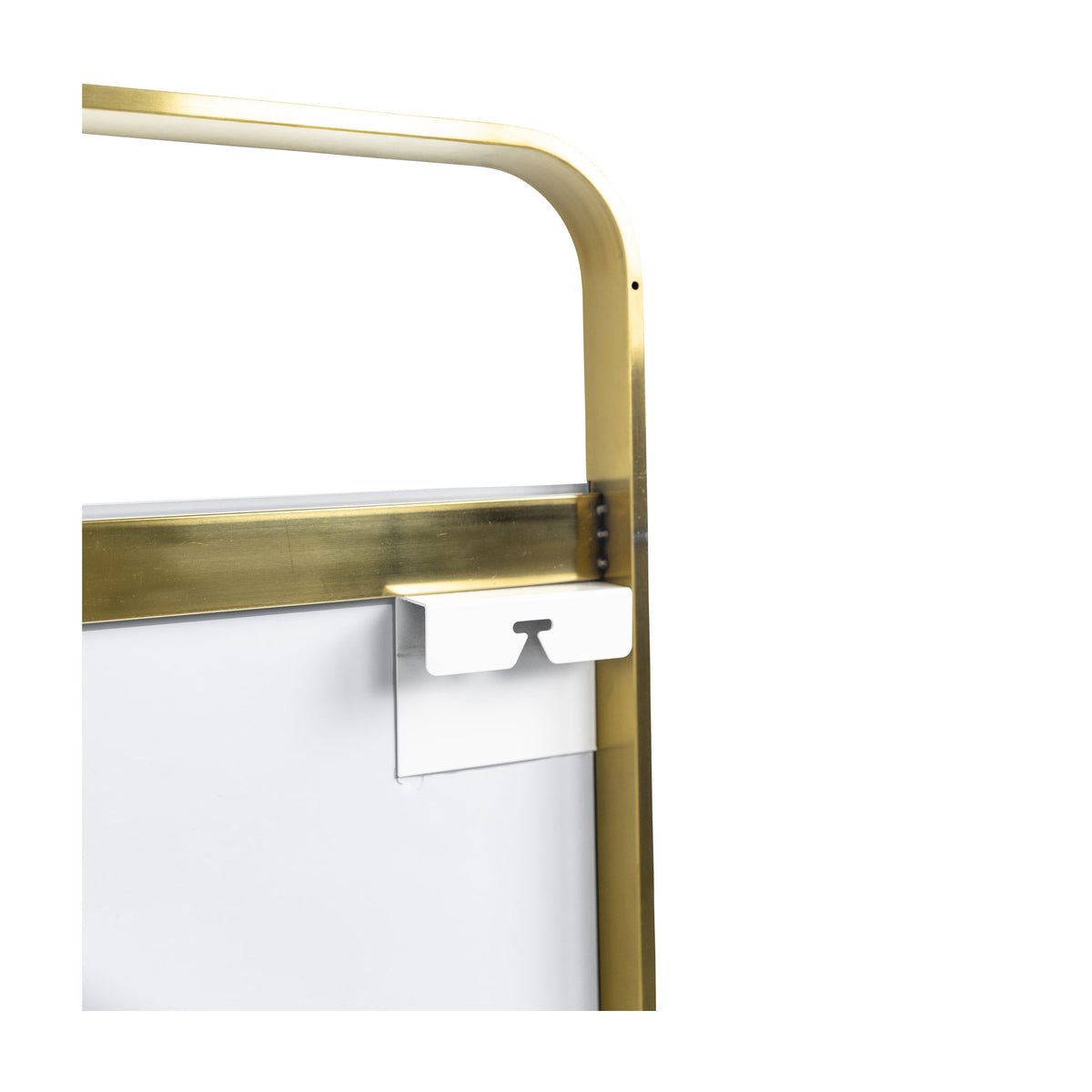 Lyon Brushed Brass Metal Bathroom Mirror - 550mm w x 1000mm h with shelf