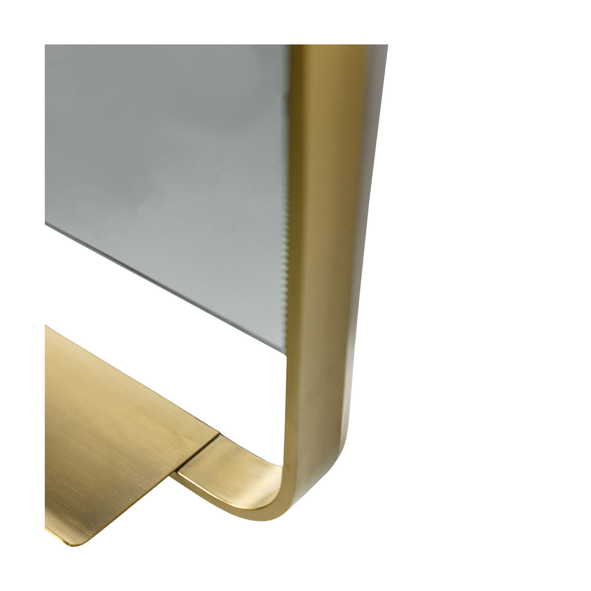 Lyon Brushed Brass Metal Bathroom Mirror - 550mm w x 1000mm h with shelf