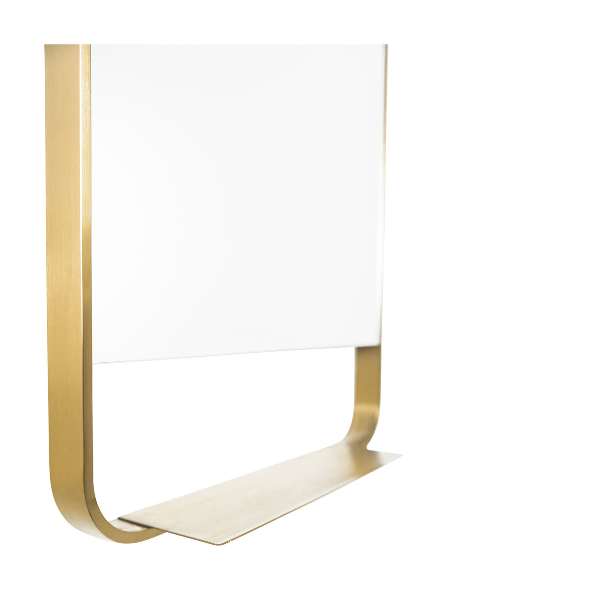 Lyon Brushed Brass Metal Bathroom Mirror - 550mm w x 1000mm h with shelf