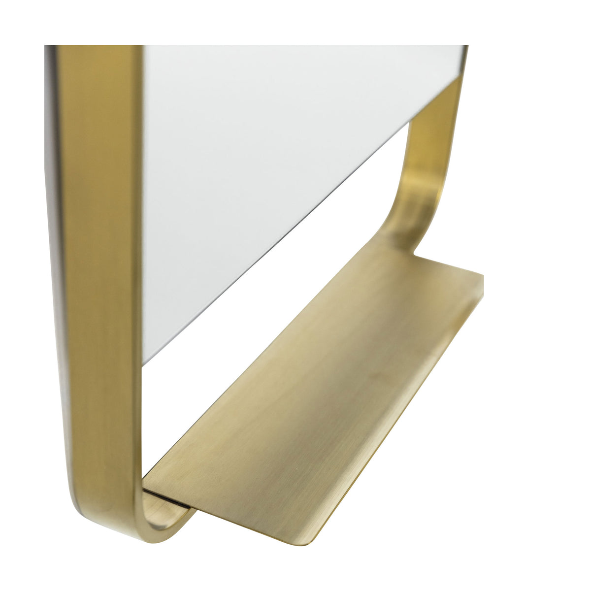 Lyon Brushed Brass Metal Bathroom Mirror - 550mm w x 1000mm h with shelf