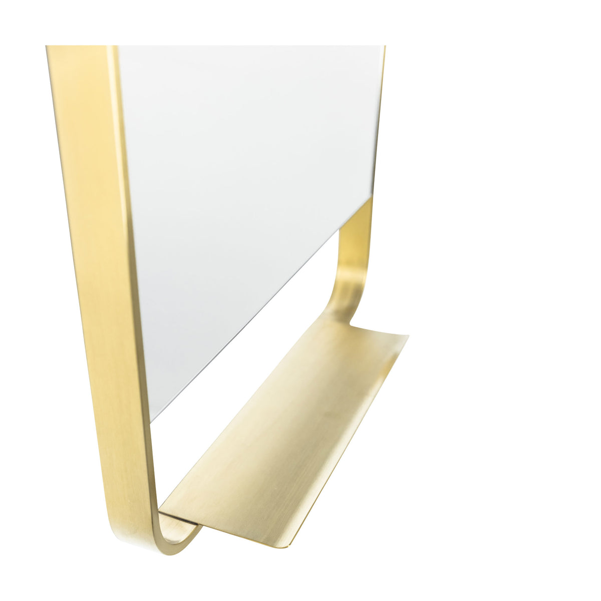 Lyon Brushed Brass Metal Bathroom Mirror - 550mm w x 1000mm h with shelf
