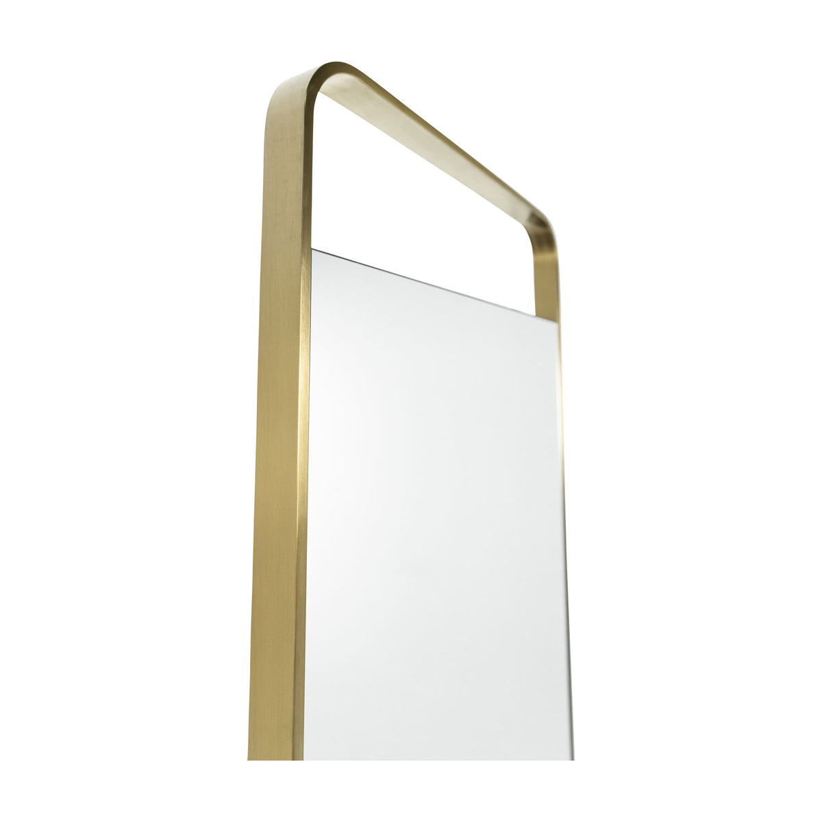 Lyon Brushed Brass Metal Bathroom Mirror - 550mm w x 1000mm h with shelf