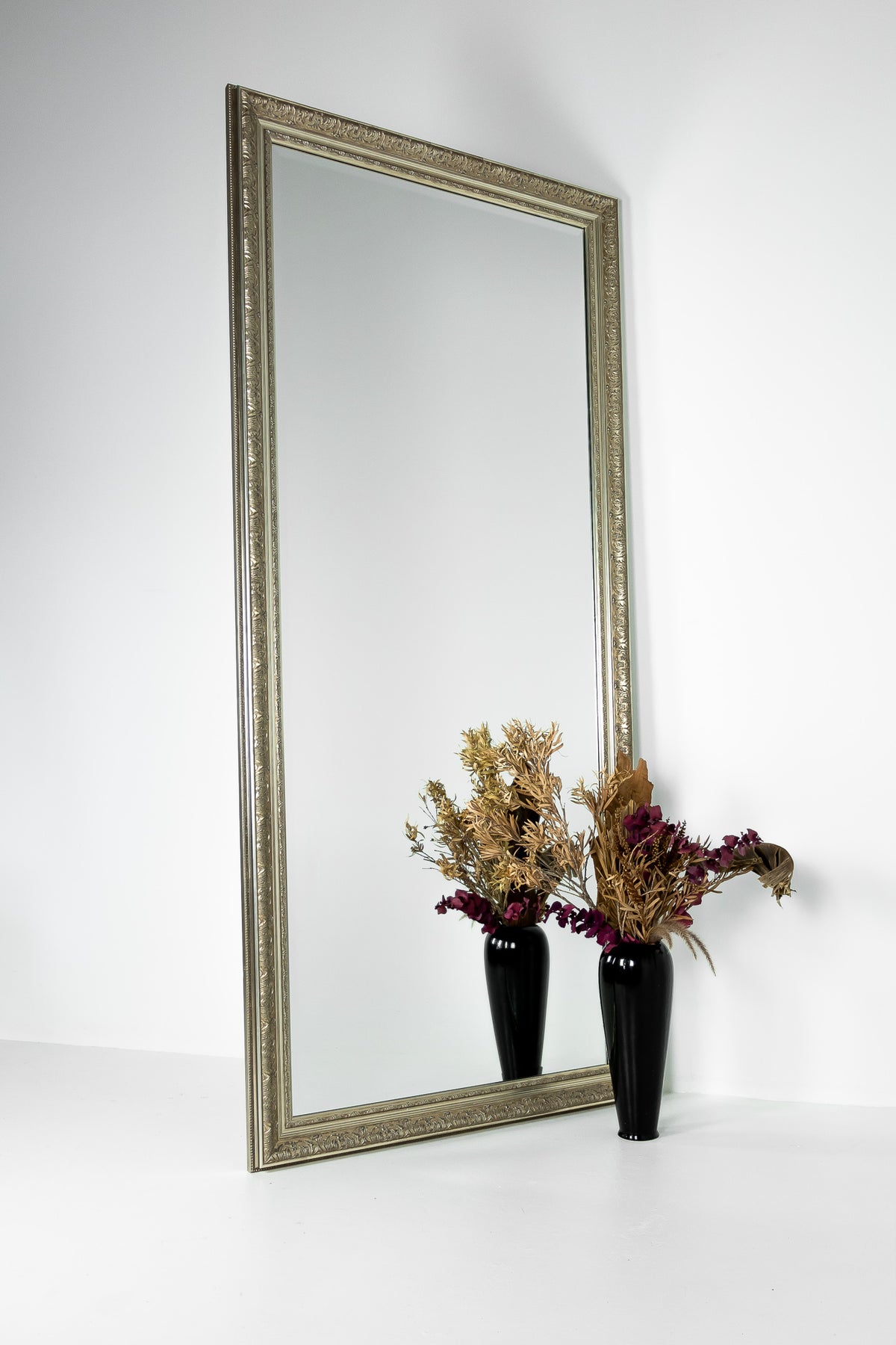 Ornate Framed Silver Bevelled Mirror