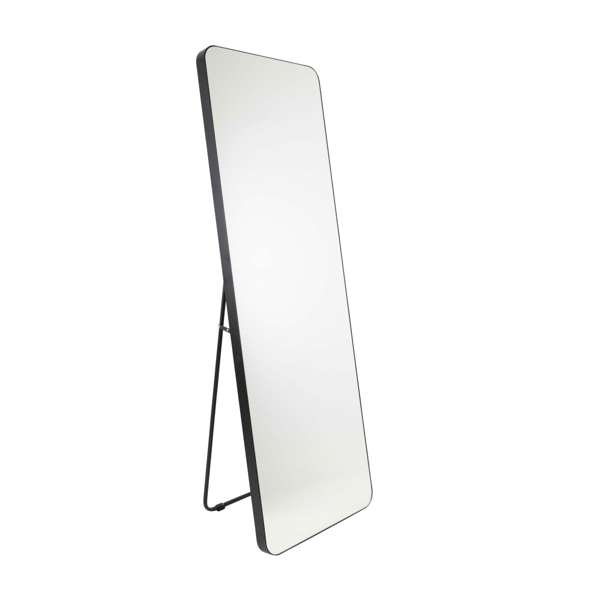 Talinn Radius Corners Black Metal Mirror With Stand - 500x1500mm