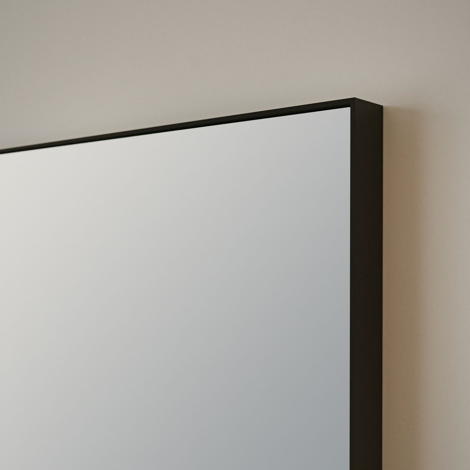Rectangle mirror, Metal · Black, No backlight — corner detail