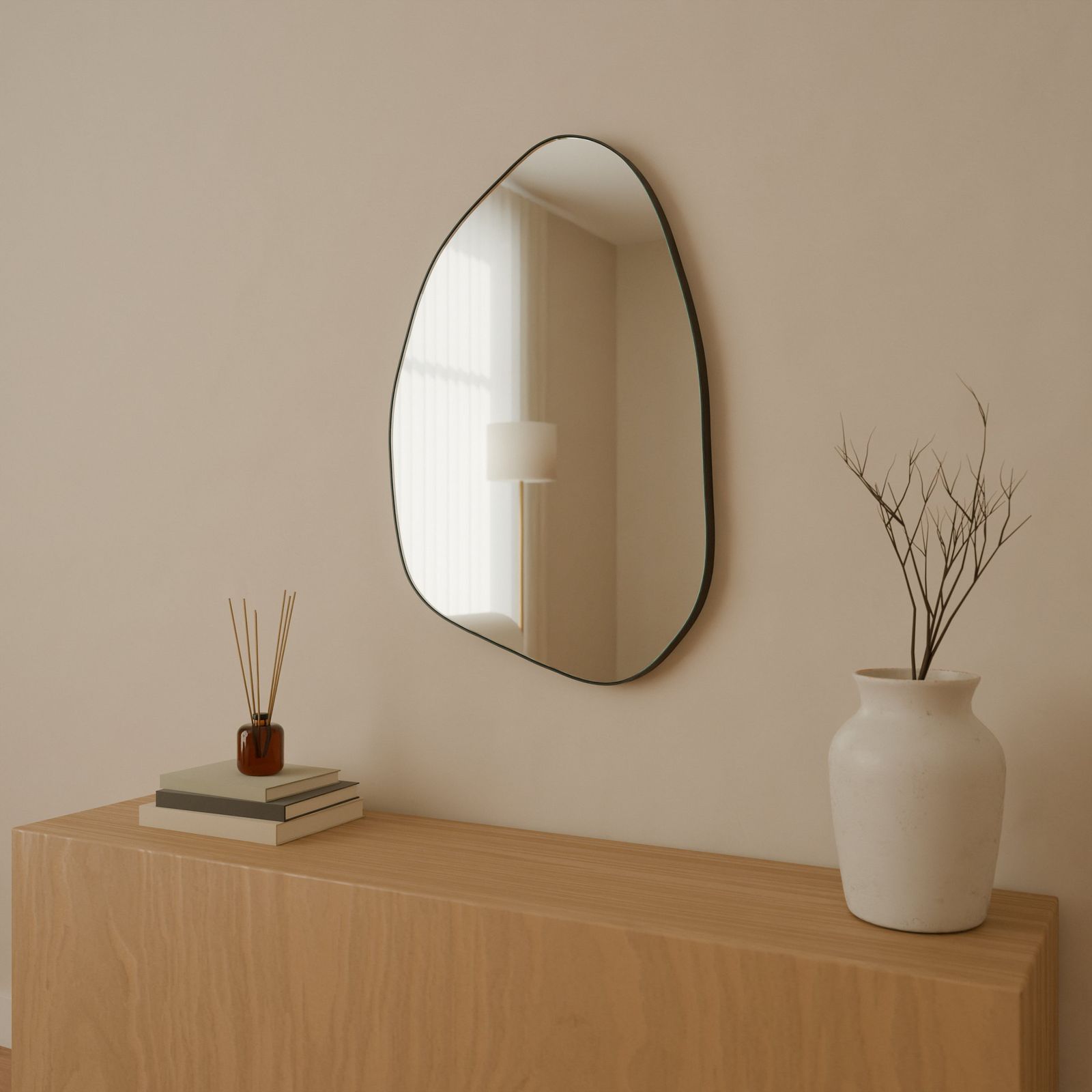 Lena mirror, Metal · Black, in a room