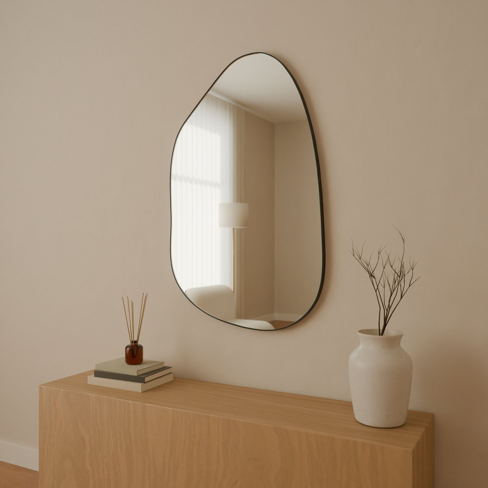 Mia mirror, Metal · Black, in a room